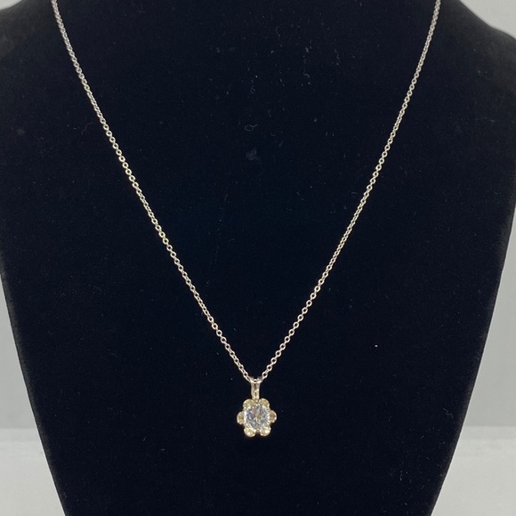 Jewelry - 925 Silver Round White Topaz Solitaire Necklace